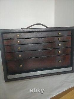 Solid Wood Vintage Engineers Engineering Toolbox Cabinet Tool Chest Drawers