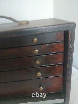 Solid Wood Vintage Engineers Engineering Toolbox Cabinet Tool Chest Drawers