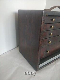 Solid Wood Vintage Engineers Engineering Toolbox Cabinet Tool Chest Drawers