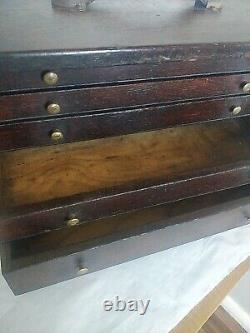 Solid Wood Vintage Engineers Engineering Toolbox Cabinet Tool Chest Drawers