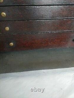 Solid Wood Vintage Engineers Engineering Toolbox Cabinet Tool Chest Drawers