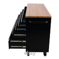 Space Save 10 Drawers Tools Chest Cabinet Storage Organizer Wooden Top Workbench