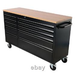 Space Save 10 Drawers Tools Chest Cabinet Storage Organizer Wooden Top Workbench