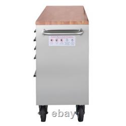 Stainless Steel 10 Drawer Work Bench Tool Box Chest Roller Cabinet Silver