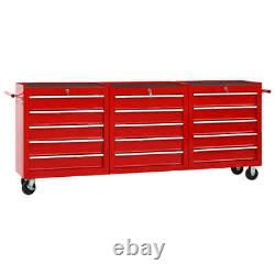 Stainless Steel 15 Drawer Work Bench Tool Box Chest Roller Cabinet Safe Lock