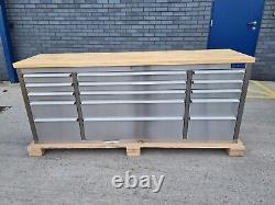 Stc7200b 72in Stainless Steel 15 Drawer Work Bench Tool Cabinet 12-9-22 1