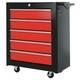 Steel 5 Drawer Tool Cabinet Lockable Trolley With Wheels/handle/2 Keys