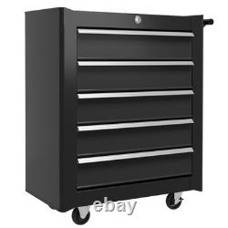 Steel 5-Drawer Tool Storage Cabinet Lockable with Wheels Handle 2 Keys