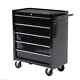 Steel 5-drawer Tool Storage Cabinet Lockable With Wheels Handle 2 Keys Garage