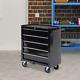 Steel 5-drawer Tool Storage Cabinet Lockable With Wheels Handle Garage Black