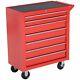 Steel 7 Drawer Tool Storage Cabinet Tool Chest With Roll Wheels Red