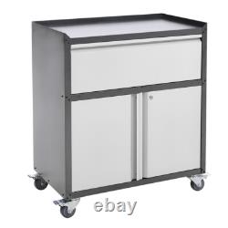 Steel Lockable Storage Cabinet 2-Door 1-Drawer Locker Tool Chest Cupboard Garage