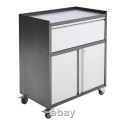 Steel Lockable Storage Cabinet 2-Door 1-Drawer Locker Tool Chest Cupboard Garage