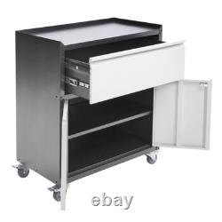 Steel Lockable Storage Cabinet 2-Door 1-Drawer Locker Tool Chest Cupboard Garage