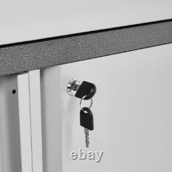 Steel Lockable Storage Cabinet 2-Door 1-Drawer Locker Tool Chest Cupboard Garage