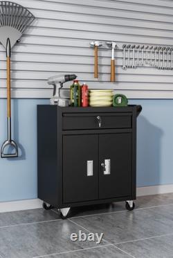 Steel Tool Cart Equipment Storage Trolley Drawers Cabinet Wheels Garage Workshop