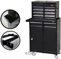 Tool Box Chest Lockable Storage Trolley Cabinet Garage Mechanic 4 Drawer Black