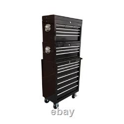 Tool Box Roller Cabinet Steel Chest 16 Drawers Black 3pc Us Pro Tools