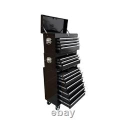 Tool Box Roller Cabinet Steel Chest 16 Drawers Black 3pc Us Pro Tools