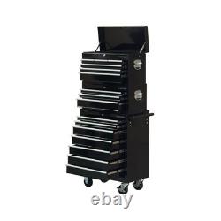 Tool Box Roller Cabinet Steel Chest 16 Drawers Black 3pc Us Pro Tools