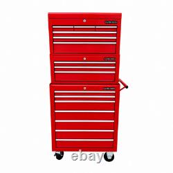 Tool Box Roller Cabinet Steel Chest 16 Drawers Red 3pc Us Pro Tools