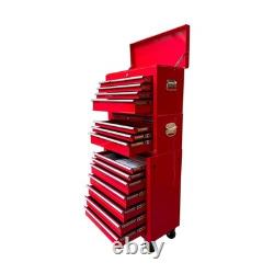 Tool Box Roller Cabinet Steel Chest 16 Drawers Red 3pc Us Pro Tools