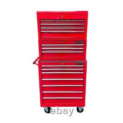 Tool Box Roller Cabinet Steel Chest 16 Drawers Red 3pc Us Pro Tools
