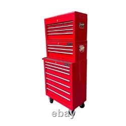 Tool Box Roller Cabinet Steel Chest 16 Drawers Red 3pc Us Pro Tools