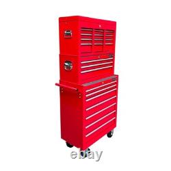 Tool Box Roller Cabinet Steel Chest 16 Drawers Red 3pc Us Pro Tools
