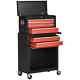 Tool Cabinet 4 Drawer Red Metal Storage Chest Trolley Roll Wheels Box Cab Black