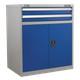Tool Cabinet Industrial 2 Drawer With 1 Shelf Double Locker B Sealey Api8810