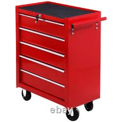 Tool Cabinet Rolling 5 Drawer Lockable Metal Box Workshop Trolley Chest HOMCOM
