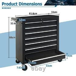 Tool Chest 7Drawer Cabinet Organizer Lockable Steel Cart Casters Garage Workshop