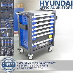 Tool Chest Hyundai 305 Piece PRO 7 Drawer Castor Mounted Roller Cabinet HYUNDAI
