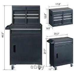 Tool Chest Large Toolbox Top Roller Cabinet Box with Ball Bearing Slides Black