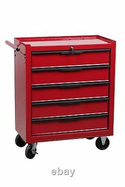 Tool Chest Trolley Hilka 5 Drawer Red Mobile Storage Roll Cabinet Unit Cart Box