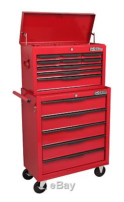 Tool Chest Trolley Storage Cabinet Red 14 Drawer Mobile Cart Roll Cab Unit Hilka