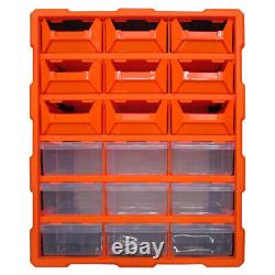 Tool Storage Box Organiser Case Cabinet DIY Bits Screws Tidy Double Drawers