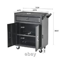 Tool Storage Cupboard Garage Trolley Workshop Cart Shelf Drawer Cabinet 2 Doors