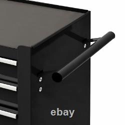 Tool Trolley with 4 Drawers Steel Black Workshop Tool Cabinet Chest K1Y5
