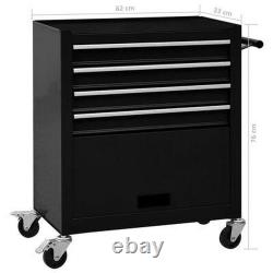 Tool Trolley with 4 Drawers Tools Cabinet Wheels Garage Storage Chest Box DIY