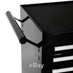 Tool cabinet cart workshop wheel trolley tray ball bearing slides 7 drawer black