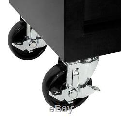 Tool cabinet cart workshop wheel trolley tray ball bearing slides 7 drawer black
