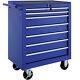 Tool Cabinet Cart Workshop Wheel Trolley Tray Ball Bearing Slides 7 Drawer Blue