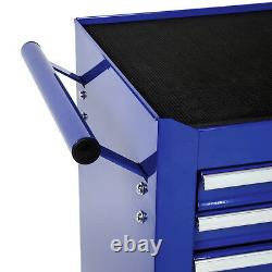 Tool cabinet cart workshop wheel trolley tray ball bearing slides 7 drawer blue