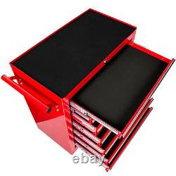Tool cabinet cart workshop wheel trolley tray ball bearing slides 7 drawer red