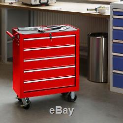 Tool cart 5 drawer workshop trolley tools cabinet steel chests box roller red