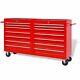 Trolley Steel Workshop Tools Cabinet Lockable Storage Box 14 Sliding Drawers Red