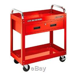 Two Tray Rolling Tool Cart Mechanic Cabinet Storage Toolbox Organizer with Drawer