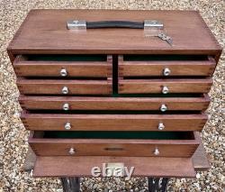 UNION 7 Drawer Engineers Cabinet Toolmakers Toolbox Tool Box 2 Keys Wood Vintage